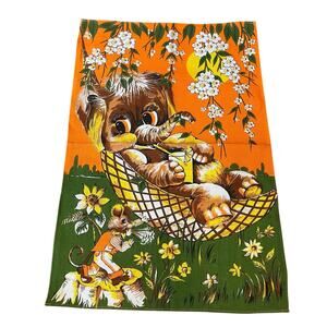 Vintage Trevor Raynor Tea Towel Elephant & Mice Unused Brazil 1970s 17.5 X 26.5”